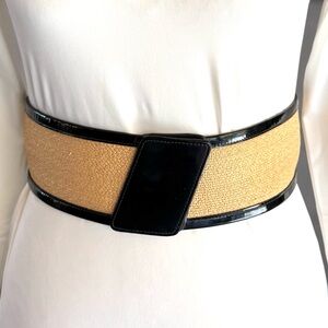 Vintage Anne Klein Black and Tan Wide Belt